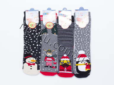 Шкарпетки дитячі новорічні махрові 12 пар ТМ Бембі 33008