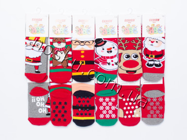 Шкарпетки дитячі новорічні махрові з гальмами 12 пар ТМ Ekmen 33001