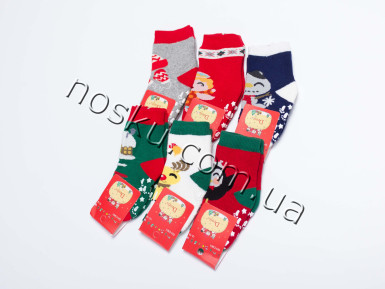 Шкарпетки дитячі махра новорічні з гальмами 24 пари ТМ Фенна 33219