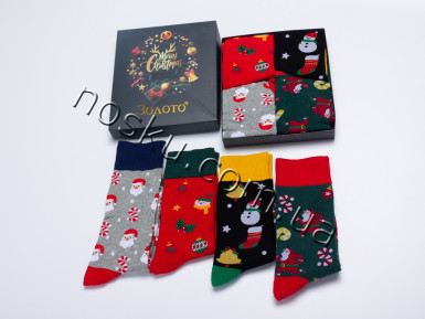 Шкарпетки чоловічі новорічні в коробці 8 пар ТМ Золото 12306