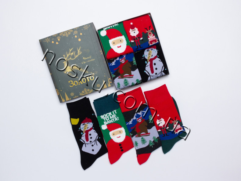 Шкарпетки чоловічі новорічні в коробці 8 пар ТМ Золото 12308