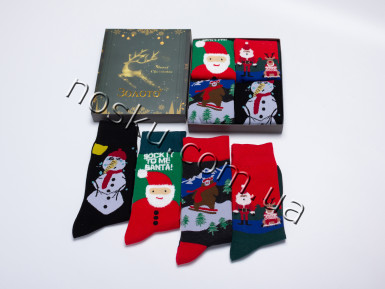 Шкарпетки чоловічі новорічні в коробці 8 пар ТМ Золото 12308