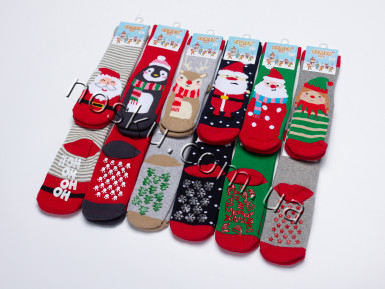 Шкарпетки дитячі новорічні махрові з тормозами 12 пар ТМ Ekmen 33094