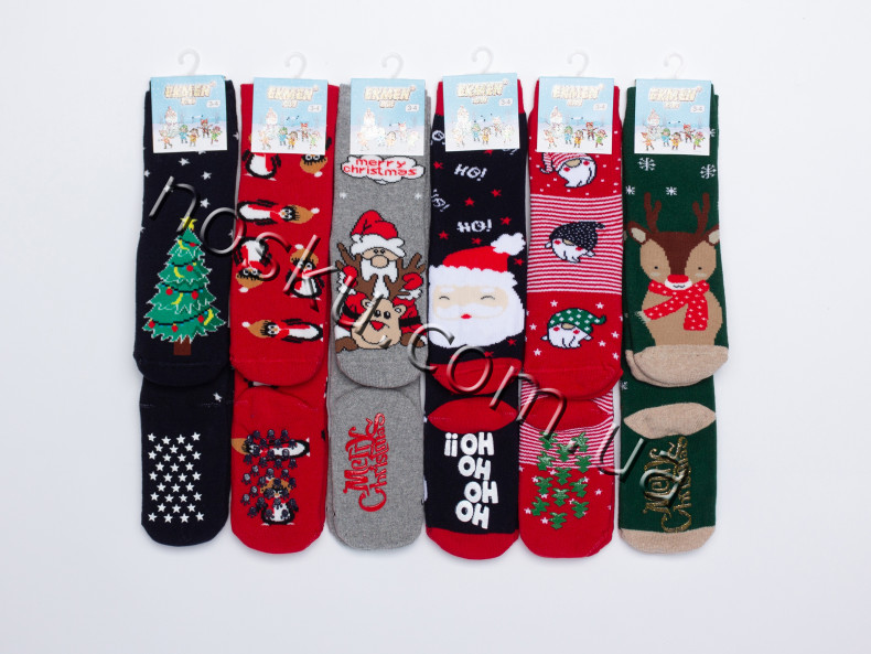 Шкарпетки дитячі новорічні махрові з гальмами 12 пар ТМ Ekmen 33095
