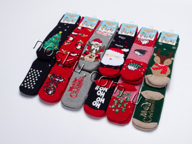 Шкарпетки дитячі новорічні махрові з тормозами 12 пар ТМ Ekmen 33095