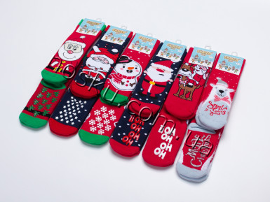 Шкарпетки дитячі новорічні махрові з тормозами 12 пар ТМ Ekmen 33096