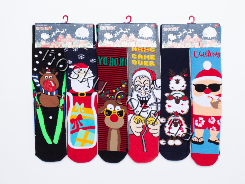 Шкарпетки жіночі новорічні махрові 12 пар ТМ Ekmen 23010