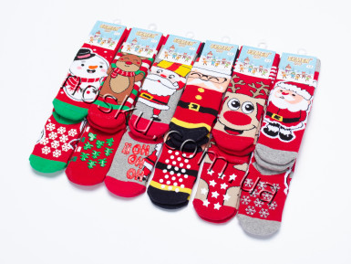 Шкарпетки дитячі новорічні махрові з гальмами 12 пар ТМ Ekmen 33040