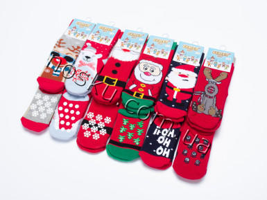 Шкарпетки дитячі новорічні махрові з гальмами 12 пар ТМ Ekmen 33043